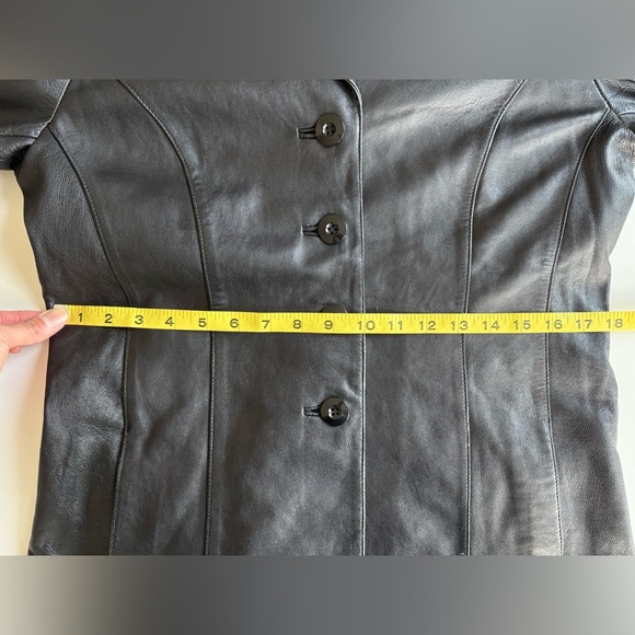 Vintage 90s Y2K Wilson’s Black Leather Button Down Coat Jacket Size M - Picture 4 of 13